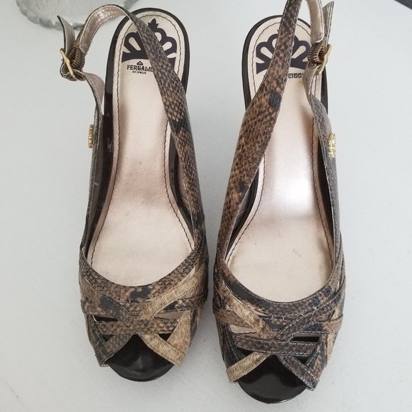 Fergalicious Brown Snakeskin Slingback heels - Picture 4 of 8